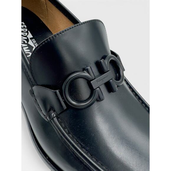 Ferragamo Rolo Gancini Black Calf Leather Loafers Men’s 11.5/ US 12.5 main image 9